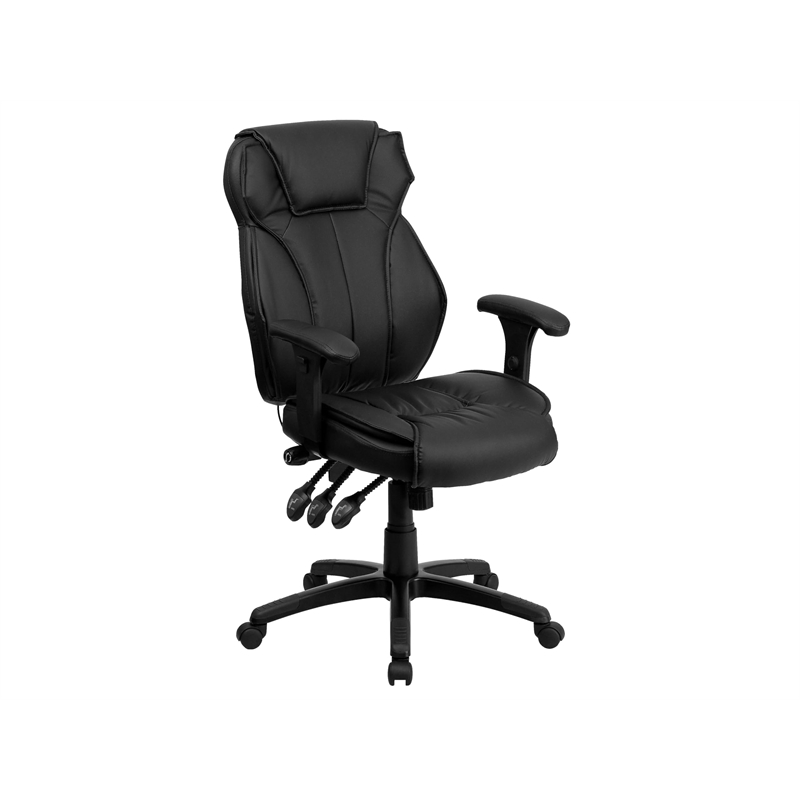 Bowery Hill High Back Leather Executive Office Chair in Black