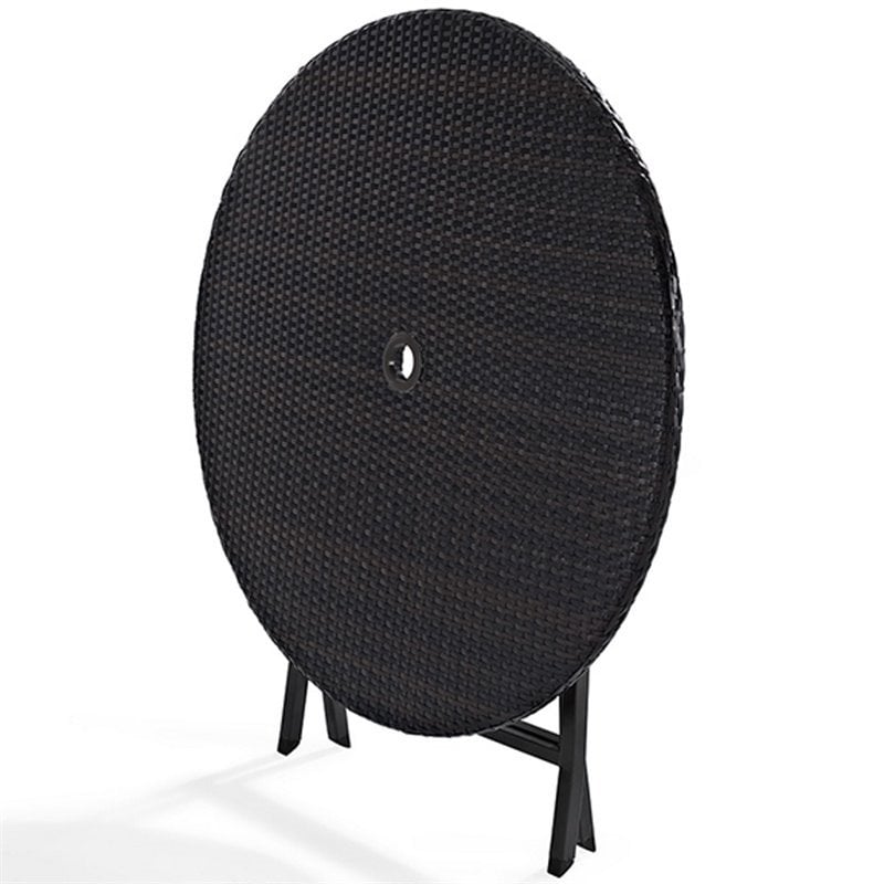Bowery Hill Round Wicker Foldable Patio Dining Table