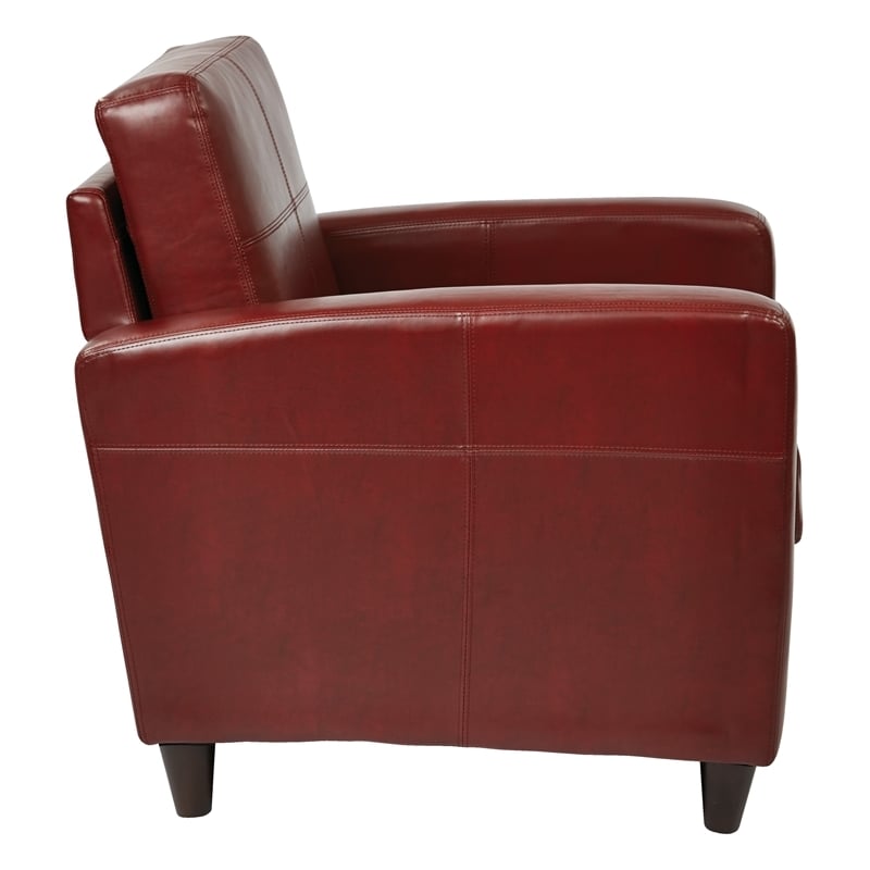 Bowery Hill 18.75'' Modern Faux Leather Upholstered Club Chair in Red