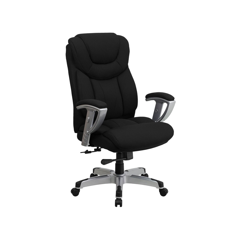 Bowery Hill Contemporary Fabric Tall Office Chair with Arms in Black
