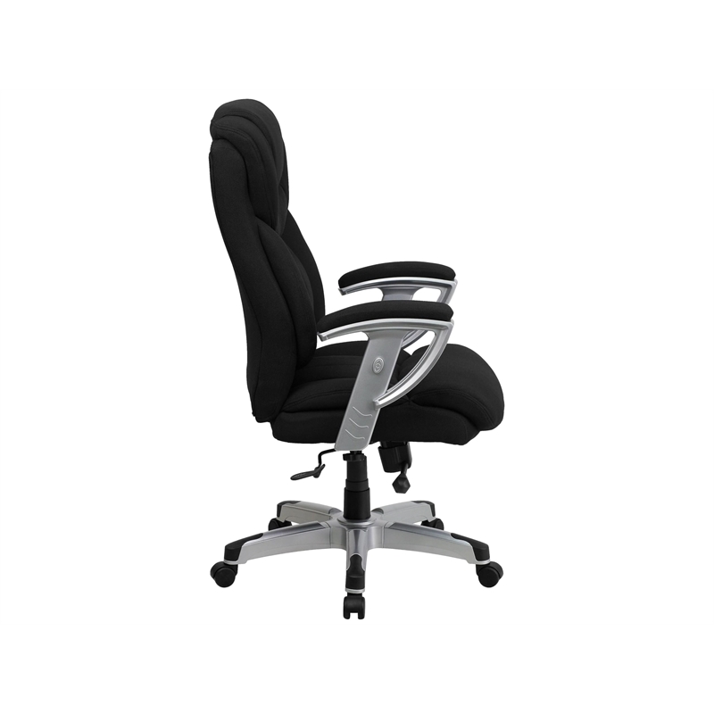 Bowery Hill Contemporary Fabric Tall Office Chair with Arms in Black