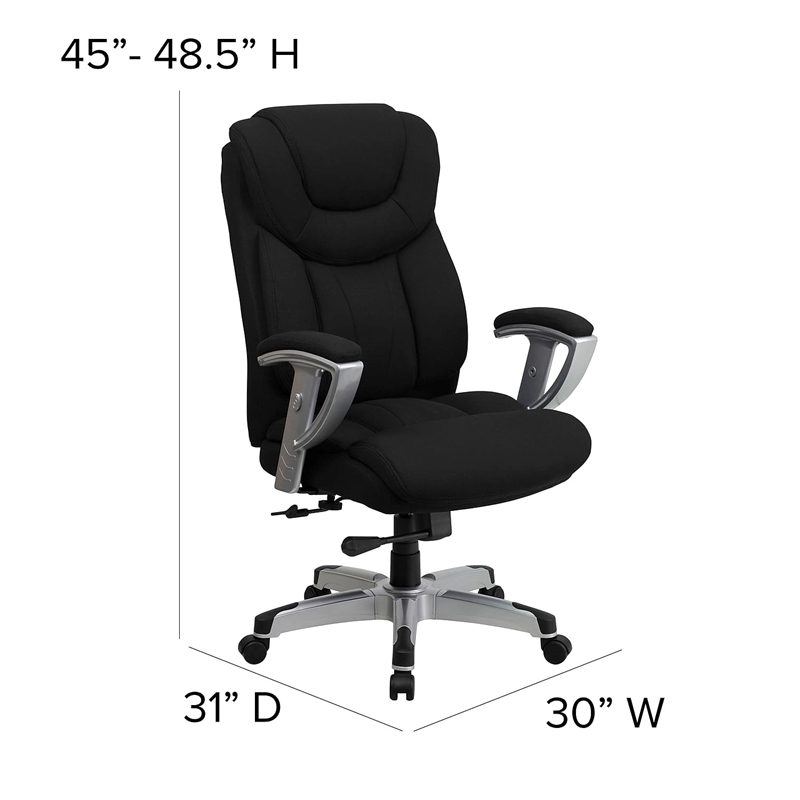 Bowery Hill Contemporary Fabric Tall Office Chair with Arms in Black