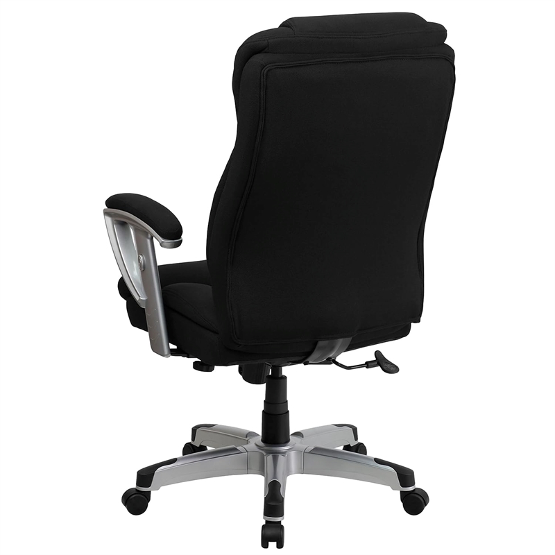 Bowery Hill Contemporary Fabric Tall Office Chair with Arms in Black