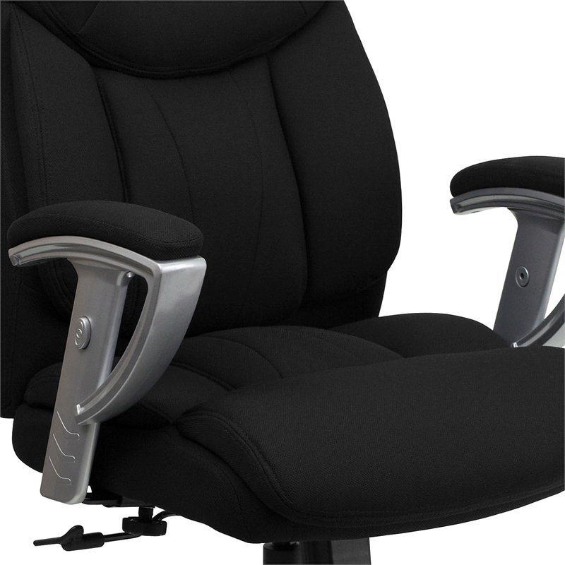 Bowery Hill Contemporary Fabric Tall Office Chair with Arms in Black