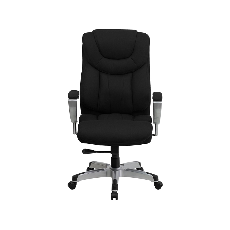 Bowery Hill Contemporary Fabric Tall Office Chair with Arms in Black