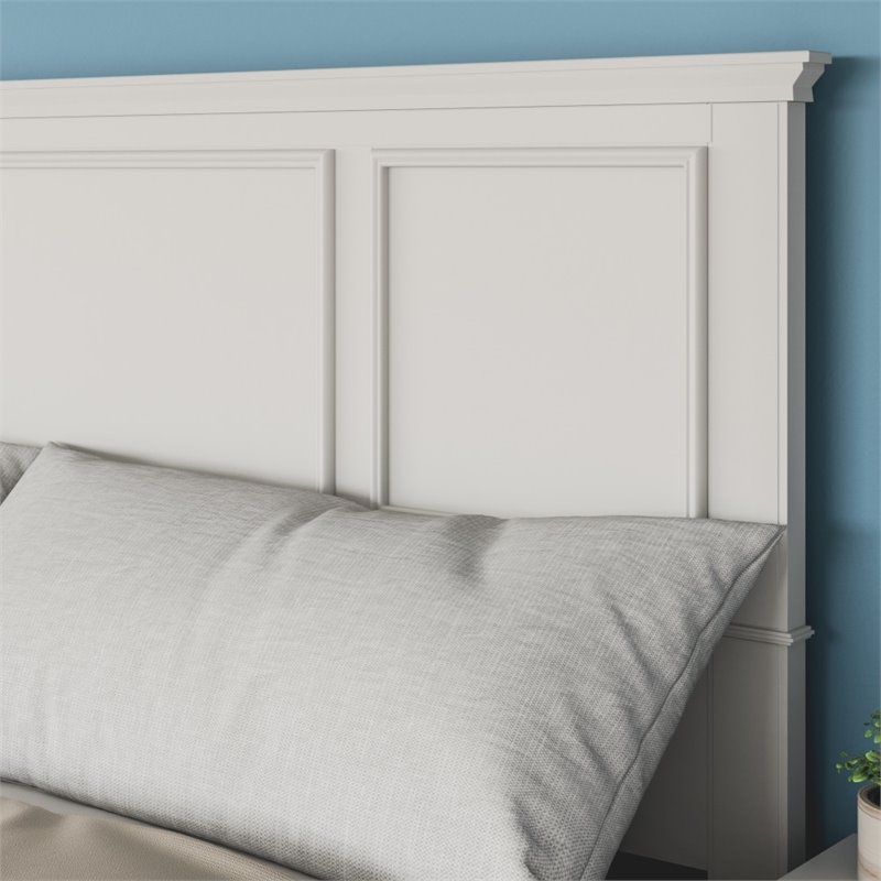 Bowery Hill Traditional Wood King Panel Headboard in Off White