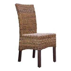 Bowery Hill 38&quotH Country Wicker / Rattan Dining Chair in Mahogany Brown