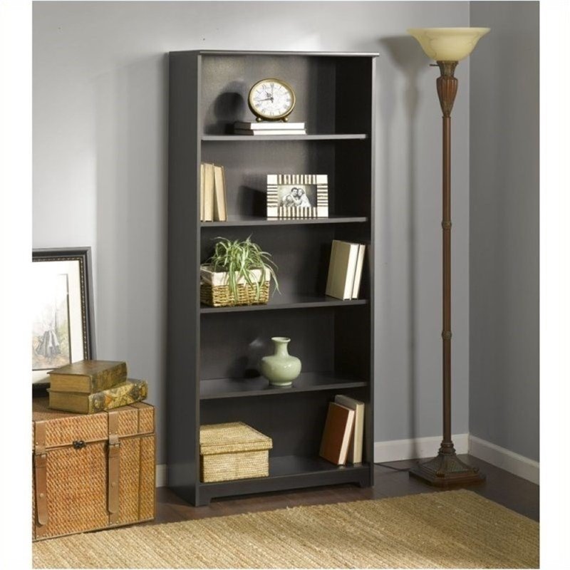 Bowery Hill 5 Shelf Engineered Wood Bookcase in Espresso Oak