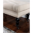 Bowery Hill Fabric Beige Bench Rectangular Metal Casters 62