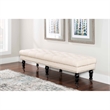 Bowery Hill Fabric Beige Bench Rectangular Metal Casters 62