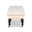 Bowery Hill Fabric Beige Bench Rectangular Metal Casters 62