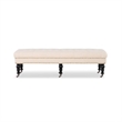 Bowery Hill Fabric Beige Bench Rectangular Metal Casters 62