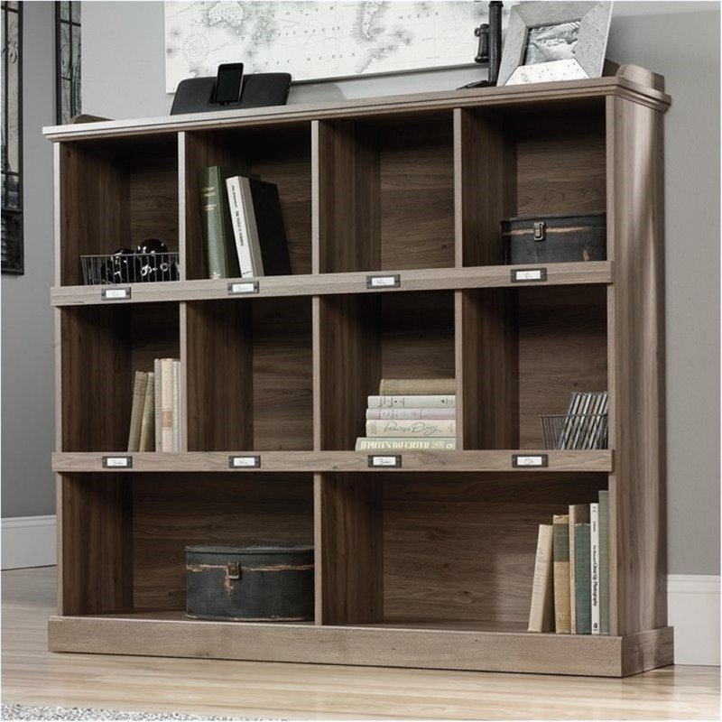 Bowery Hill Salt Oak Short Bookcase with Cubbyhole Storage