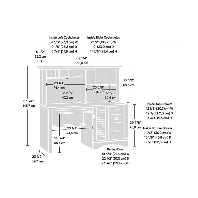 Bowery Hill Wood 3-Drawers Home Office Desk with Hutch in Salt Oak
