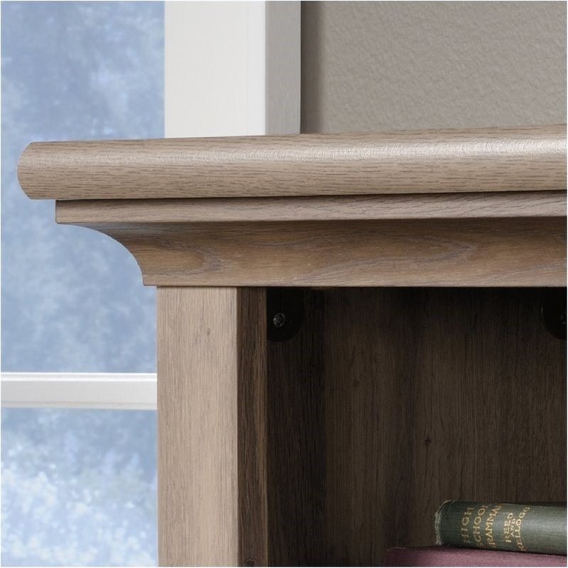 bowery hill home office desk with hutch in salt oak