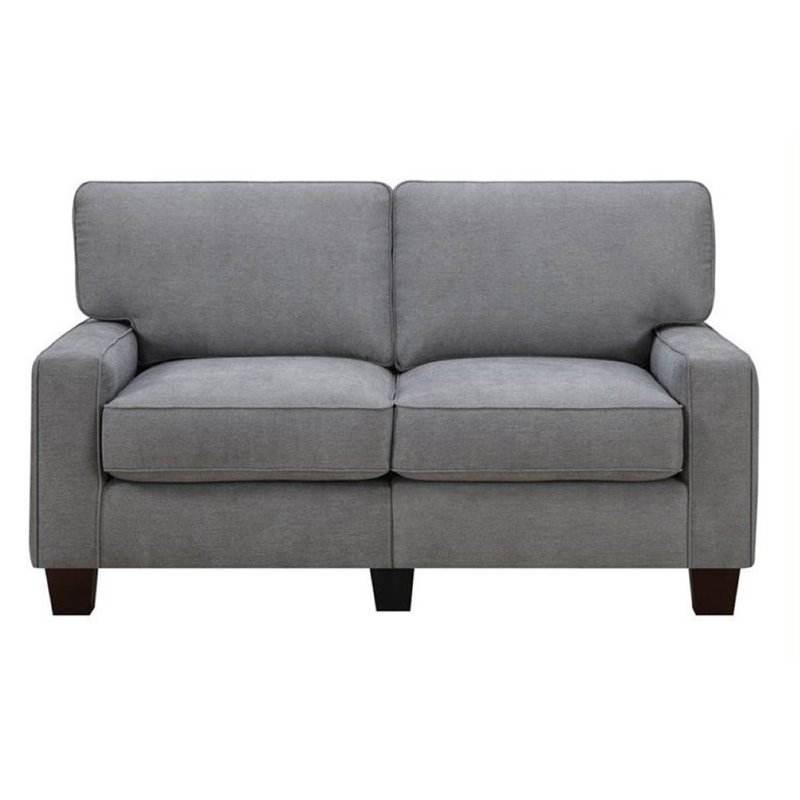 Bowery Hill Modern Fabric Loveseat with 2 Pillows in Glacial Gray