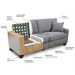 Bowery Hill Modern Fabric Loveseat with 2 Pillows in Glacial Gray