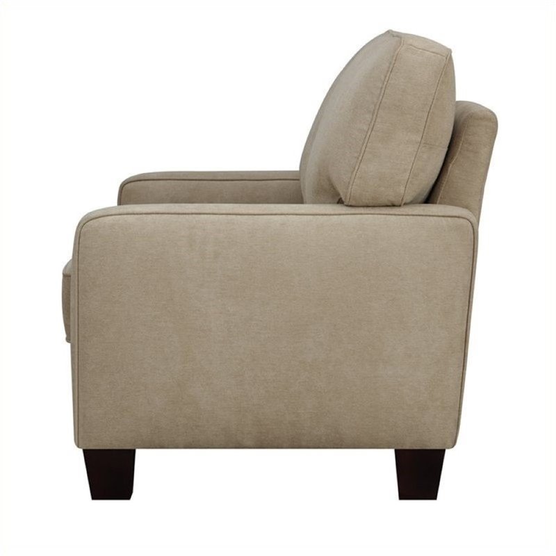 Bowery Hill Contemporary Fabric Upholstered Sofa in Silica Sand Beige