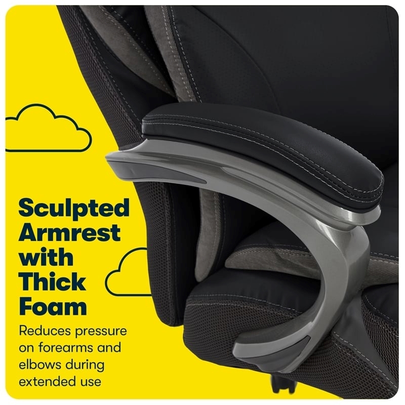 Bowery Hill Faux Leather Executive Office Chair with Smart Layers in Black