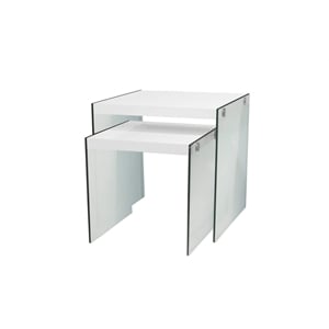Bowery Hill 2 Piece Nesting Table Set in Glossy White