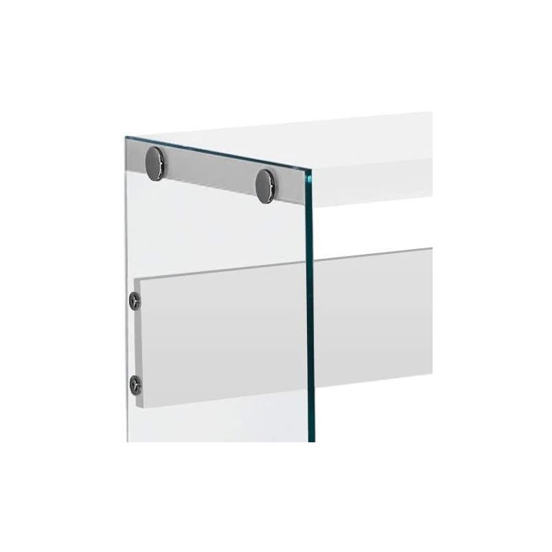 Bowery Hill Tempered Glass Console Table in Glossy White