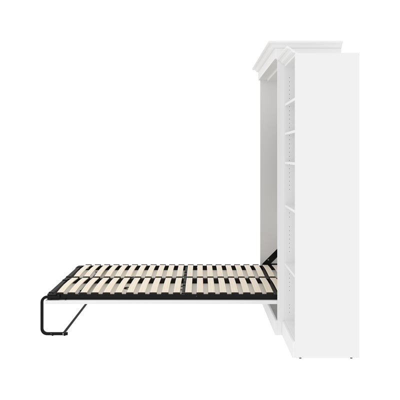 Bowery Hill Wood Queen Murphy Bed with Closet Organizer in White