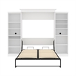 Bowery Hill Queen Size Murphy Bed in Wood with Shelves in White - Easy Assembly
