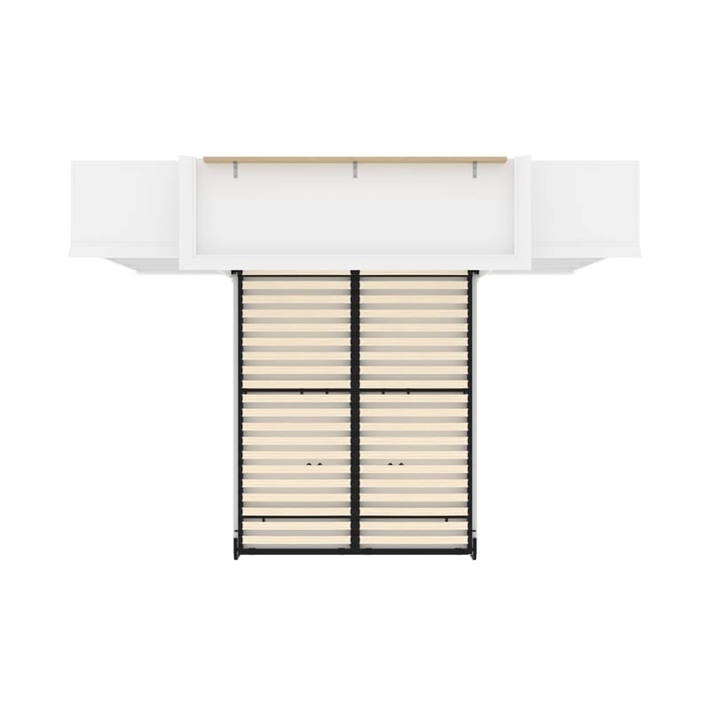 Bowery Hill Queen Size Murphy Bed in Wood with Shelves in White - Easy Assembly