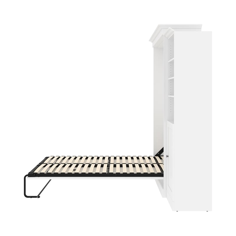 Bowery Hill Wood Queen Murphy Bed and Organizer with Doors in White