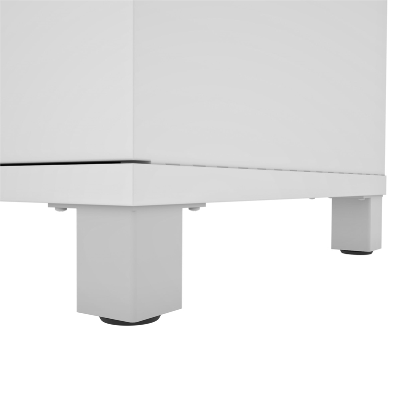 Bowery Hill Melamine White L-Desk Square Reversible 71.1