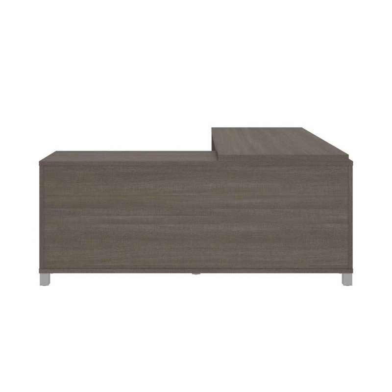 Bowery Hill Modern Wood L-Shaped Home Office Desk in Bark Gray