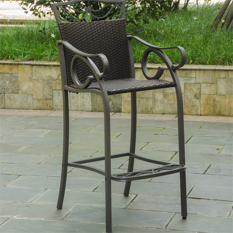 Bowery Hill Patio Bar Stool in Chocolate (Set of 2)