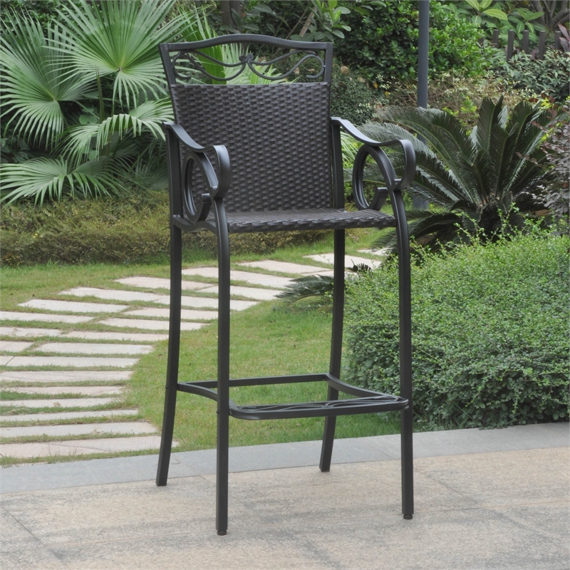 Bowery Hill Patio Bar Stool in Chocolate (Set of 2)