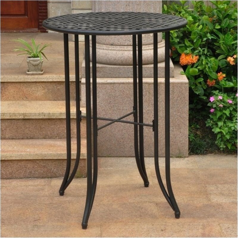 Bowery Hill Round Patio Pub Table in Antique Black
