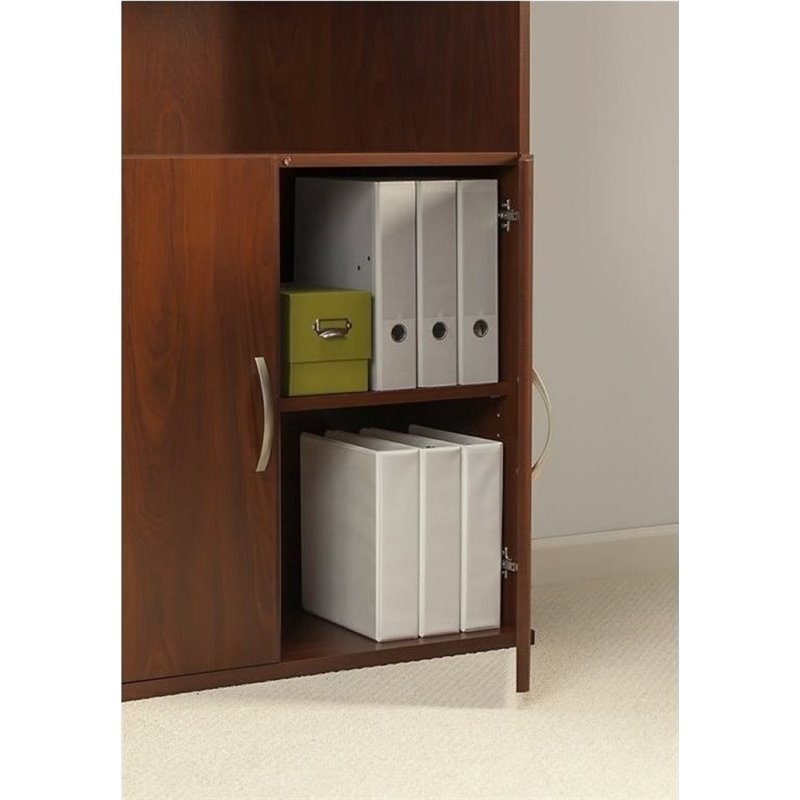 Bowery Hill 5 Shelf Bookcase with Doors in Hansen Cherry
