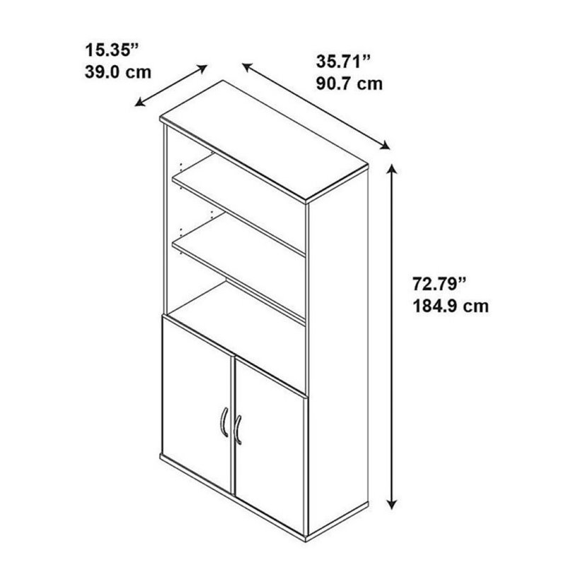 Bowery Hill 5 Shelf Bookcase with Doors in Hansen Cherry