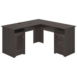 Bowery Hill 60&quot L-Shaped Corner Desk in Heather Gray