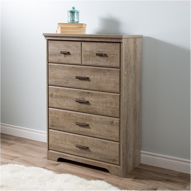 Bowery Hill 5 Drawer Chest in Weathered Oak