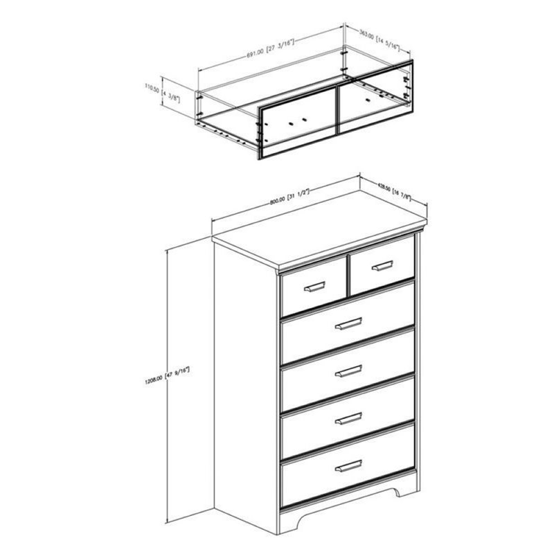 Bowery Hill 5 Drawer Chest in Weathered Oak