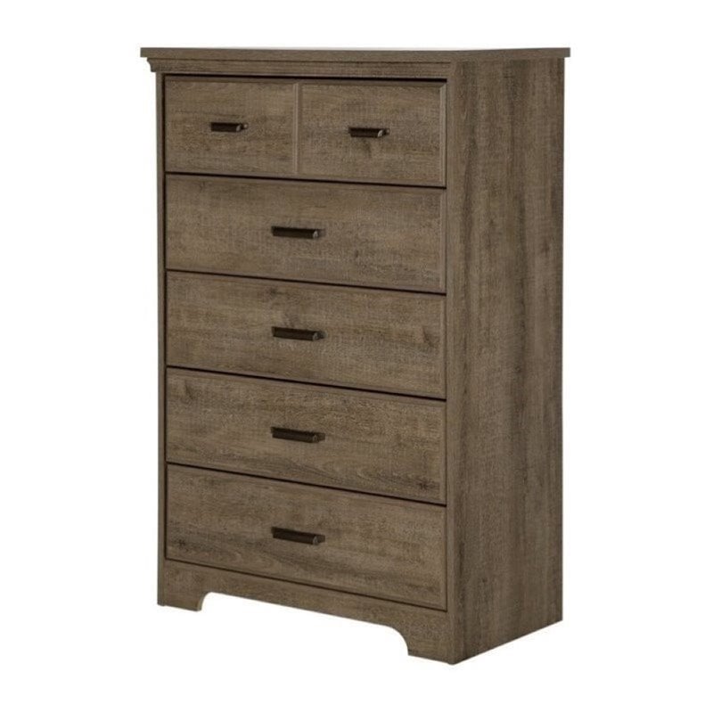 Bowery Hill 5 Drawer Chest in Weathered Oak