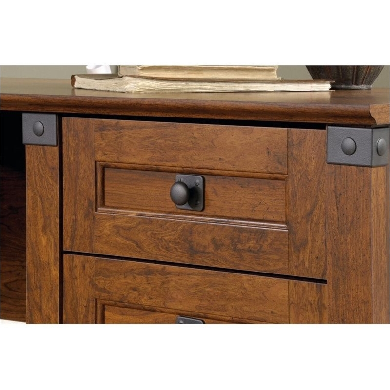 Bowery Hill Contemporary Wood L-Shaped Computer Desk in Washington Cherry