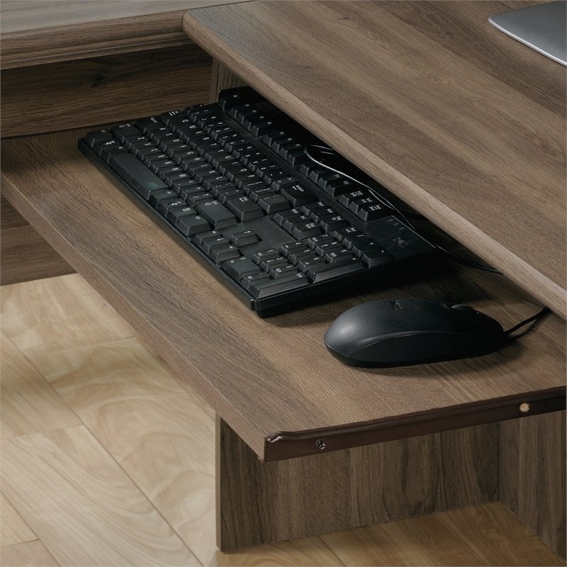 Bowery Hill L-Shaped Contemporary Engineered Wood Computer Desk in Salt Oak