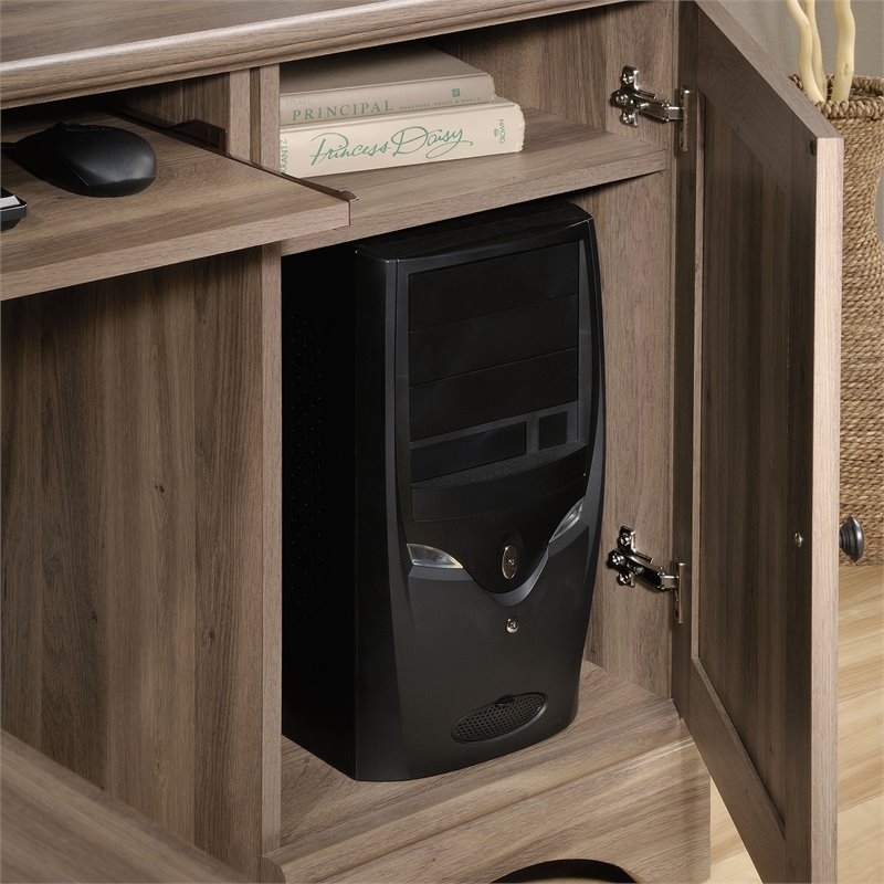 Bowery Hill L-Shaped Contemporary Engineered Wood Computer Desk in Salt Oak