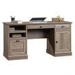 Bowery Hill Wood Executive Desk with File Drawer in Salt Oak