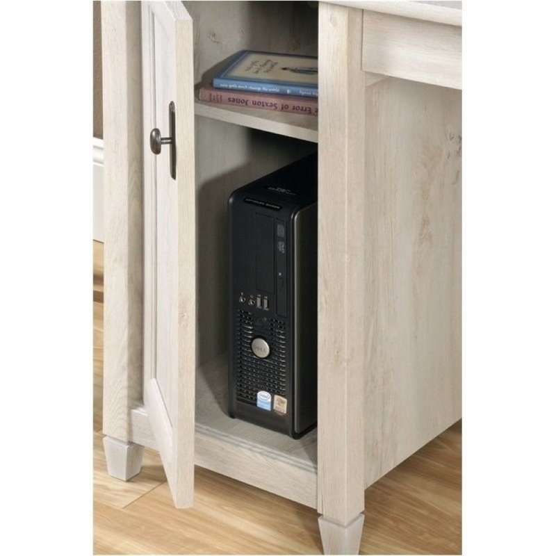 Bowery Hill Contemporary Solid Wood Computer Desk in Chalked Chestnut