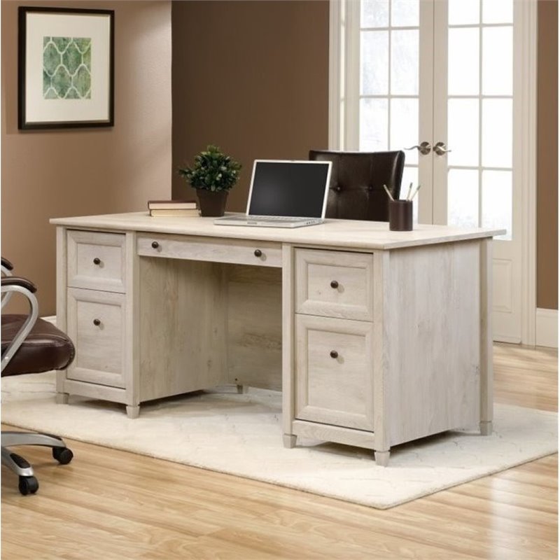 Bowery Hill Engineered Wood 4-Drawers Office Computer Desk in Chalked Chestnut