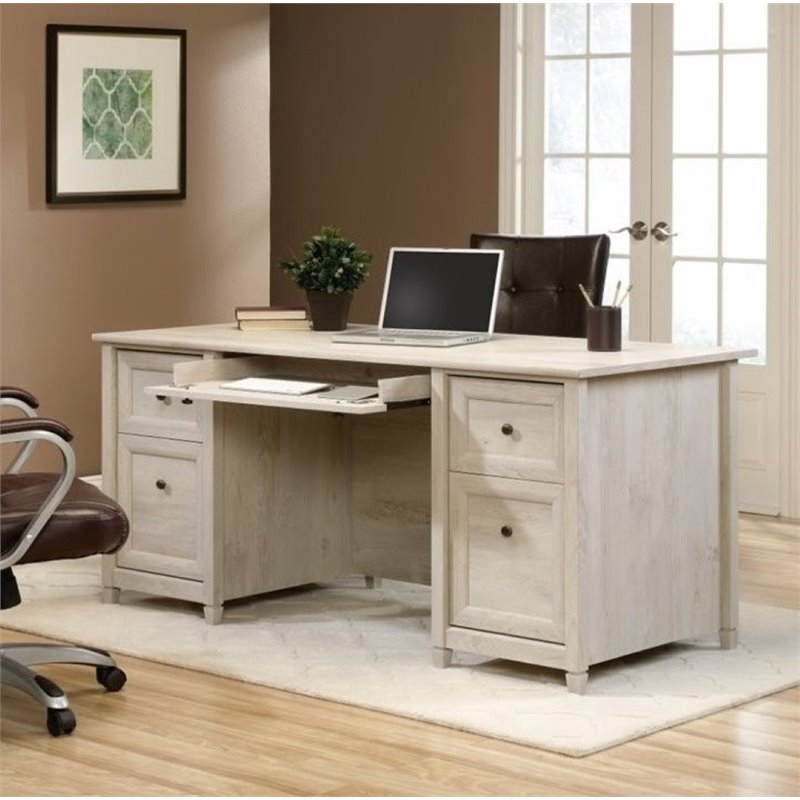 Bowery Hill Engineered Wood 4-Drawers Office Computer Desk in Chalked Chestnut