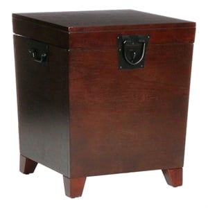 Bowery Hill Wood Square Pyramid Trunk End Table in Espresso