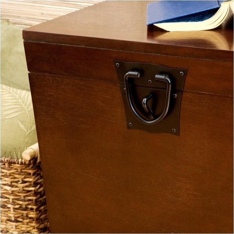 Bowery Hill Wood Square Pyramid Trunk End Table in Espresso