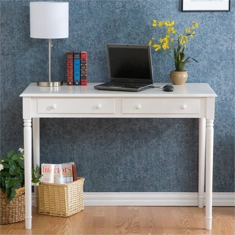 Bowery Hill 2 Drawer Writing Desk in Crisp White